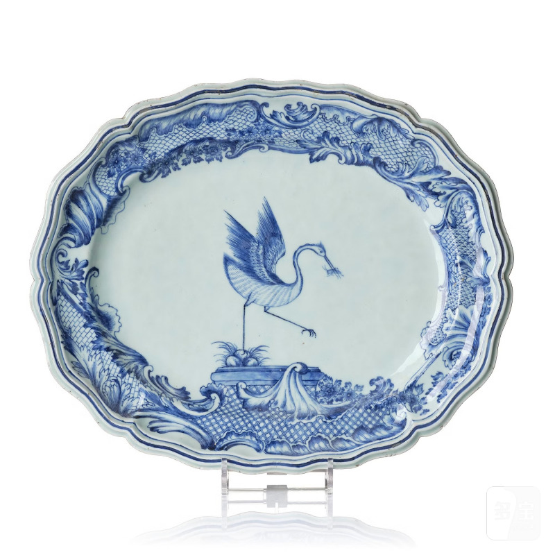 A blue and white 'armorial' dish for the Swedish family 'Grill',